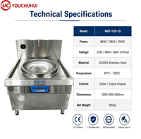 Cuisinière à induction professionnelle à brûleur unique haute puissance pour restaurants et boulangeries, équipement de cuisson avec composant moteur central
