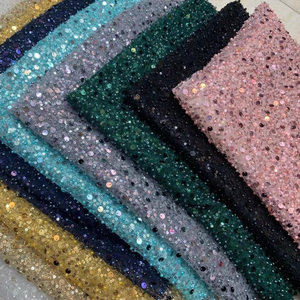 Larghezza 130 cm poliestere scintillante paillettes perline da ricamo tessuto di maglia pesante <span class=keywords><strong>Tulle</strong></span> tessuto di <span class=keywords><strong>pizzo</strong></span> per abito da sposa tenda - Product Image 1
