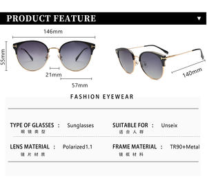 Lunettes de soleil en métal oem tr90, protection uv400, polarisées, logo personnalisé, lunettes de soleil - Product Image 2