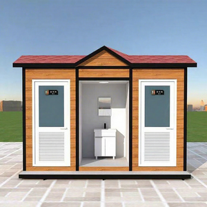 Toilettes mobiles d'extérieur écologiques en bois au design rustique pour usage public - Product Image 1