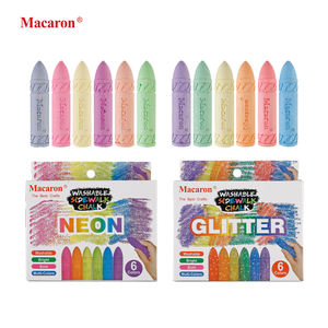 Macaron Neon/Glitter 6 colores Tiza de colores soluble en agua Tiza colorida no tóxica Graffiti borrable al aire libre para dibujar - Product Image 1