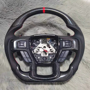 Volant de direction de <span class=keywords><strong>voiture</strong></span> en cuir perforé en fibre de carbone de style sportif le plus populaire, sur mesure pour Ford Raptor F150 - Product Image 2
