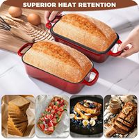 Set Loyang Roti Persegi Panjang Berlapis Email 2 Buah 9x5 Inci, Aman untuk Oven & Anti Lengket, Cuci Tangan Saja untuk Roti Sourdough Buatan Sendiri