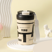 Mug Kopi Travel 480ml dari Stainless Steel 316 dengan Tali Gantungan, Cangkir Vakum Terisolasi, Logo Custom, Cangkir Air untuk Kantor & Mobil, Grosir
