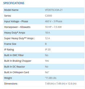 VFD075C43A-21 C2000ชุด3เฟส380V 0.75KW ไดรฟ์ความถี่ตัวแปร AC - Product Image 4