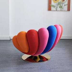 Design nordeuropea Anemone <span class=keywords><strong>Giovannetti</strong></span> sedia fiore singolo tempo libero girevole divano soggiorno camera da letto Hotel tessuto - Product Image 6