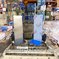 Chariot à main électrique pliable en acier robuste pour l'escalade des escaliers, à batterie, pour le transport de bagages, avec cinq pneus pleins, neuf