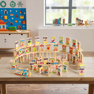 YF-M535 Giá Rẻ giáo dục mới thiết kế 100 cái trái cây và động vật bằng gỗ đồ chơi bằng gỗ Domino - Product Image 6