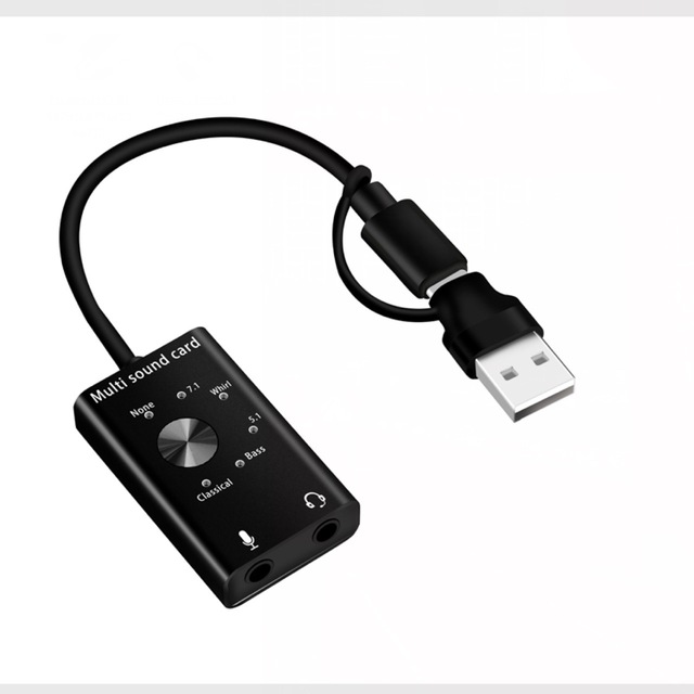 USB External Sound Card Audio Adapter USB to 3.5mm Headphone Microphone Converter with Volume Control for PC Laptop