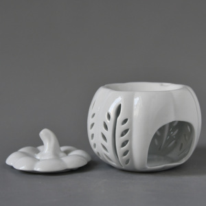Brûleur à huile en céramique blanche en forme de citrouille, chauffe-cire, support de bougie chauffe-plat pour <span class=keywords><strong>décoration</strong></span> d'intérieur d'Halloween et d'automne - Product Image 5