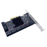 ZhenLoong SATA Tarjeta de expansión 24 puertos SATA 3,0 Conector a PCI-E X16 PCIe 6Gbps Adaptador para IPFS 24 Tarjeta de expansión de disco duro