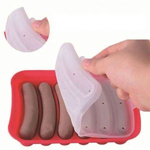 Moule à saucisses en silicone fait maison de qualité professionnelle pour la préparation de nourriture pour bébés, avec couvercle, pour la cuisson - Product Image 1