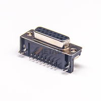 Connecteur femelle D-Sub DB15, pas de 2,77 mm, à angle droit, à traverser, avec écrou à riveter arrière, boîtier étamé, pour communication de données