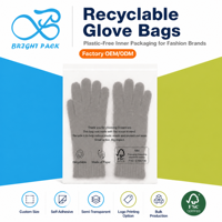 Sacs en papier vélin sur mesure, recyclables FSC, écologiques, pour chaussettes, gants, accessoires tricotés, vente en gros