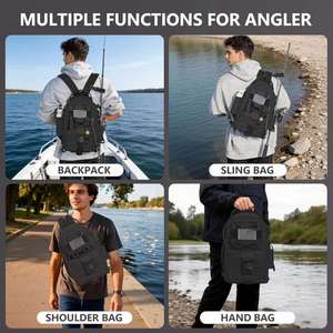 Mochila Táctica de Mezclilla para Pesca con Compartimento para Portátil, Ligera y Resistente al Agua, Unisex, Negra - Product Image 5