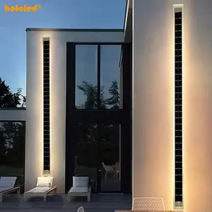 Hofoled Outdoor Garden Strip Exterior Led Lights IP65 Aluminum Long Linear Solar Wall Sconce Lamps