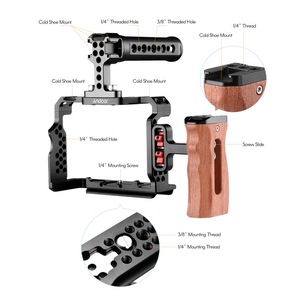 Kit de Jaula para Cámara Andoer de Aleación de Aluminio con Soporte de Video, Empuñadura Superior de Madera, Repuesto para <span class=keywords><strong>Sony</strong></span> A7R III/ A7 II/ A7III - Product Image 4