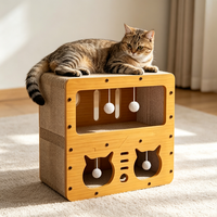 Griffoir d'intérieur moderne de luxe pour chat en carton ondulé, mignon, hauteur 51 cm, 2 niveaux, montage facile, emballage carton
