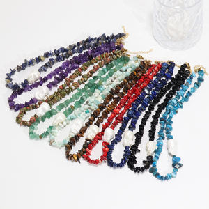 قلادة نسائية بتصميم بوهو من اللؤلؤ الطبيعي, قلادة نسائية مصنوعة يدويًا من اللؤلؤ الطبيعي باللون الأحمر المطرز بالخرز ، قلادة نسائية - Product Image 2