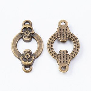 Umgekehrter Doppel-Totenkopf-Verbinder, runder Legierungsrahmen mit versenkten Augen für <span class=keywords><strong>Goth</strong></span>-Choker-Mittelstück - Product Image 3