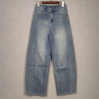 Jean décontracté respirant style boyfriend tendance, nouveau style, coupe droite ample, taille haute, en denim 100 % coton bleu
