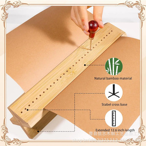 Herramienta de encuadernación de madera de bambú con orificios para encuadernación de documentos de papel, juego de encuadernación de libros - Product Image 4