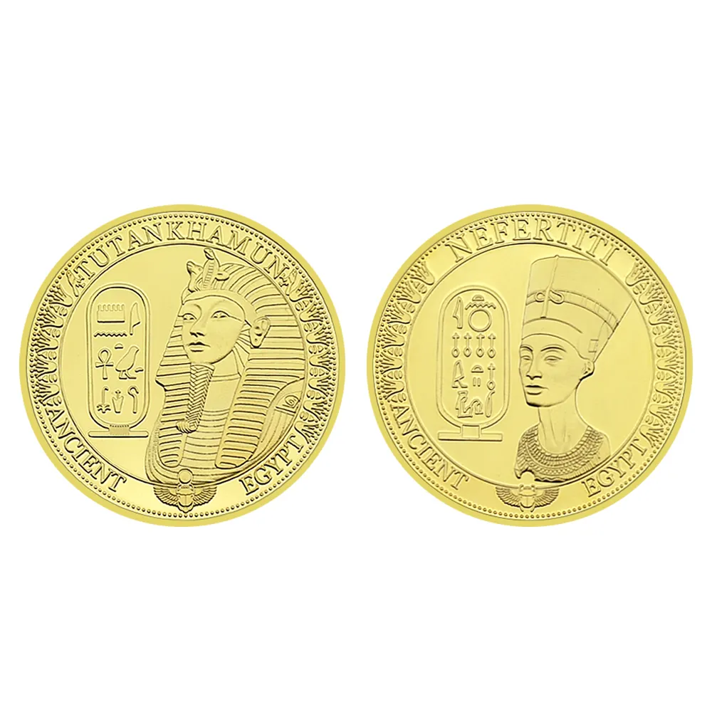 2pcs Ancient Egyptian Mythology Gold Coin Goddess Pharaoh Challenge Medal Token