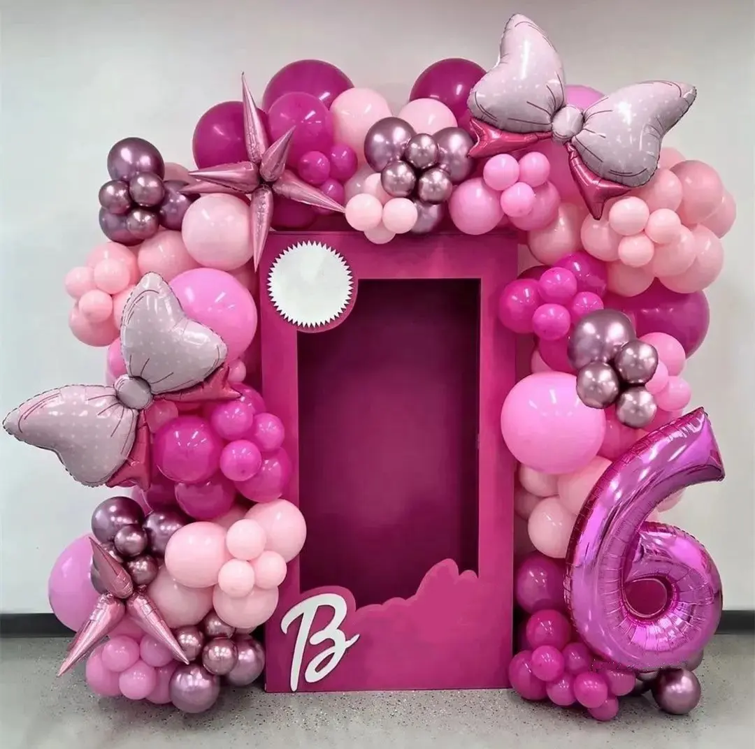 Roze Roze Prinses Thema Ballon Boog Slinger Kit Voor Kind Meisje Eerste 1 Verjaardag Baby Shower Feest Tuin Jubileum Decoratie