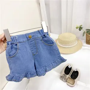 Short en denim à volants, vêtements d'extérieur assortis, de style coréen, pour enfants et filles, nouvelle collection d'été 2021