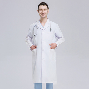 Bata de Laboratorio Médica de Manga Larga, Uniforme Médico, Bata de Trabajo Blanca al por Mayor, Mezcla de Algodón y Poliéster Cómoda para Hospital - Product Image 5