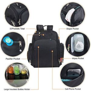Sac à dos à couches noir portable grande capacité pour bébé, certifié BSCI, support OEM, personnalisable, multifonctionnel, haute qualité, pour voyage - Product Image 5