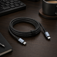 Câble de données tressé USB-C vers USB-C 100W 5A à charge rapide PD, longueur 2m, pour téléphones portables, tablettes et appareils iOS