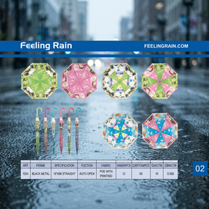 ร่มเด็กอัตโนมัติ Feeling Rain ขนาด 19x8 นิ้ว แบบตรง เปิดอัตโนมัติ ลายการ์ตูนแมว POE สำหรับกลับไปโรงเรียน - Product Image 2