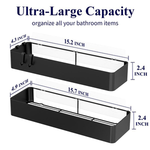 Bathroom Shelves <strong>Wall</strong> Mounted Shelf Organizer <strong>Storage</strong> Holders Hanging Racks <strong>Units</strong> Black Bathroom Shower Caddy - Product Image 4