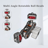 Bras Magique à Double Rotule avec Vis 1/4'' pour Fixation Universelle de Caméra, Moniteur Vidéo, Adaptateur avec Cage et Lumière LED – Accessoires pour Appareil Photo