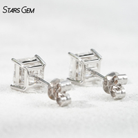 Starsgem Boucles d'oreilles en or massif 18 carats 1.18TCW 4.5x4.5mm carré taille princesse DEF VS Lab Grown Diamond Stud pour cadeau