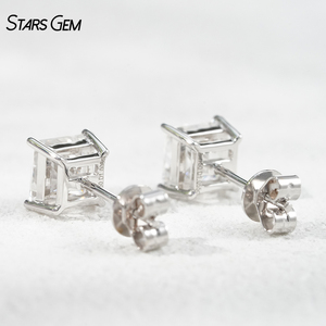 Starsgem Boucles d'oreilles en or massif 18 carats 1.18TCW 4.5x4.5mm carré taille princesse DEF VS Lab Grown Diamond Stud pour cadeau - Product Image 5