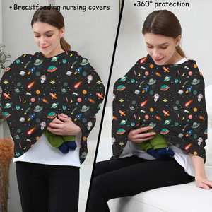 Housse de siège auto noire à motif spatial créatif pour bébés, couverture d'allaitement multi-usage - Product Image 3