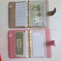 Organiseur de budget et agenda en cuir PU rose A6 avec anneaux dorés, classeur à feuilles mobiles personnalisable – Vente chaude