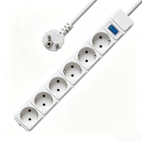 Multiprise électrique Euro à 6 prises avec protection contre les surtensions