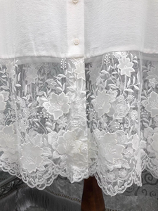 Camicie Lunghe di Alta Qualità Primavera 2026, Sexy Camicette da Donna con Ricami in <span class=keywords><strong>Tulle</strong></span> e Pizzo, Maniche Lunghe, Bianche e Nere, Stile Ampio - Product Image 4