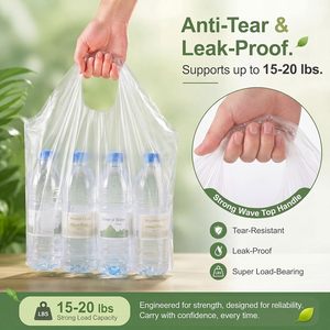 Bolsas de plástico transparente para llevar, 14x11.5+5.5 pulgadas, resistentes, con asa superior ondulada y fuelles laterales, para panadería, comercio minorista y regalos. - Product Image 5