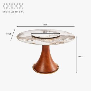 Moderno bianco 6-8 persone cucina rotonda tavolo sala da pranzo solido legno di frassino sinterizzato pietra superiore pigro suhan Design mobili per la casa - Product Image 2