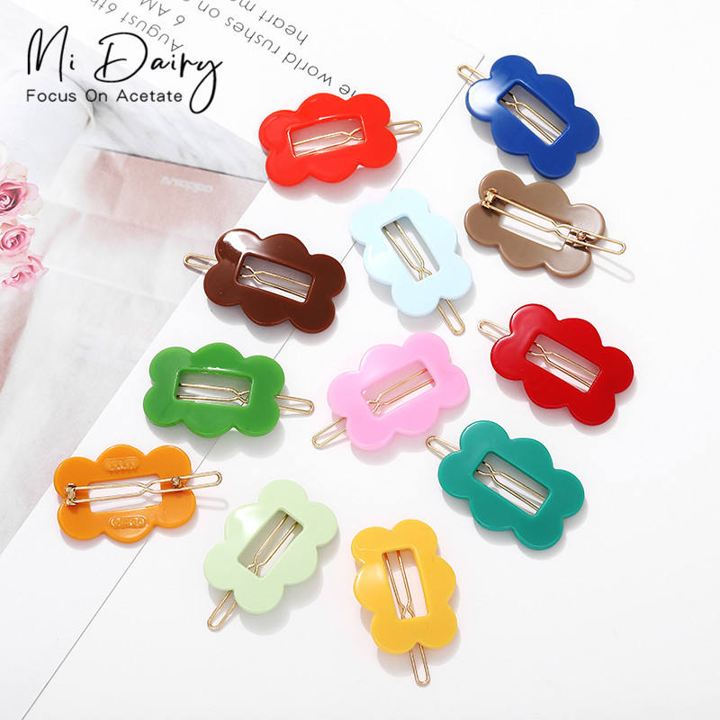 MiDairy Factory Supplies INS HOT SALE Acrylic Fashion Fancy Flow Shaped Hair Clips Accessories for Kids Girls