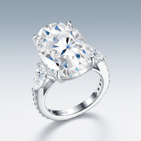 Grandes bagues ovales en moissanite pour femmes, bagues de déclaration, vente en gros, bagues fines en argent sterling S925 pour dames