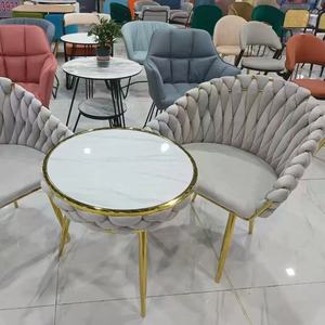 Luxury Slab Meeting <b>Table</b> and Chair Set - Round <b>Nail</b> Salon Sales Reception and Meeting <b>Table</b> - Product Image 3