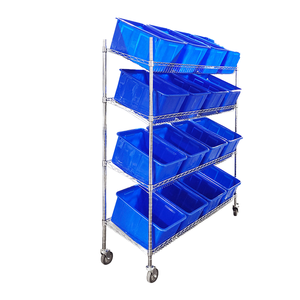 Carrello Organizzatore Elettronico Commerciale per Magazzino, Portata 250kg/ripiano, <span class=keywords><strong>con</strong></span> Ripiani Inclinati e Ruote per Trasporto e Stoccaggio - Product Image 2