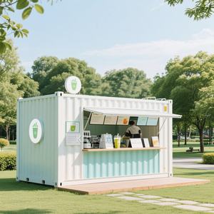 Kiosque alimentaire moderne et personnalisé en conteneur de 20 pieds, préfabriqué, avec cuisine intégrée, pour café ou exposition. - Product Image 2