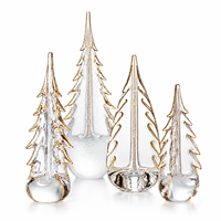 Ensemble de décorations de sapin de Noël en verre transparent avec design en cristal, bord doré, effet martelé, bulles ondulées, étanche, éclairage solaire