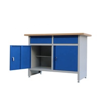 Banc de travail en bois robuste armoire à tiroirs en métal Table d'atelier en acier avec tiroir